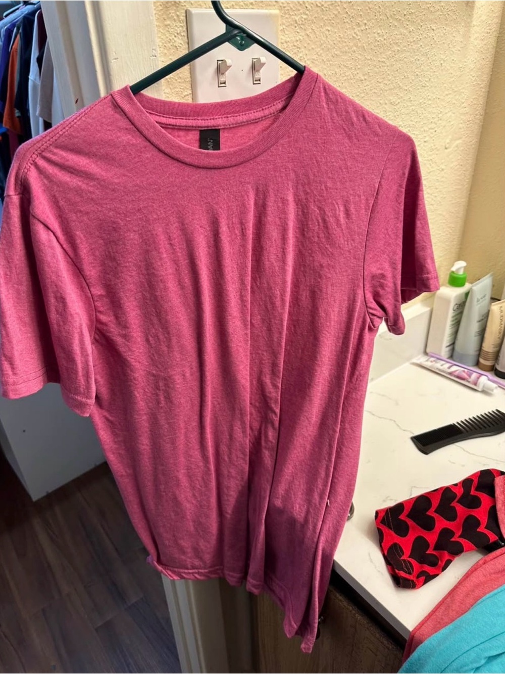 Soft Heather Pink Crew Neck womensT-Shirt